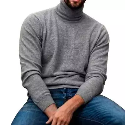 Mens Knitted Turtleneck Jumper Sweater Knitwear Pullover Tops Winter Warm Casual • $19.43