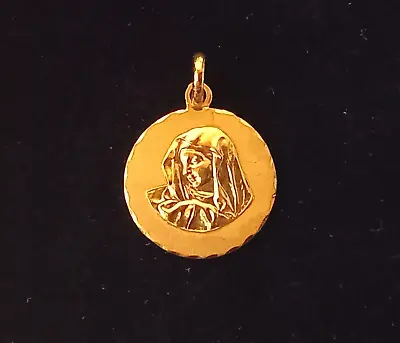 14K Vintage Yellow Gold Pendant 2.5gr 16mm Our Lady Virgin Mary Madonna 1967 • $190