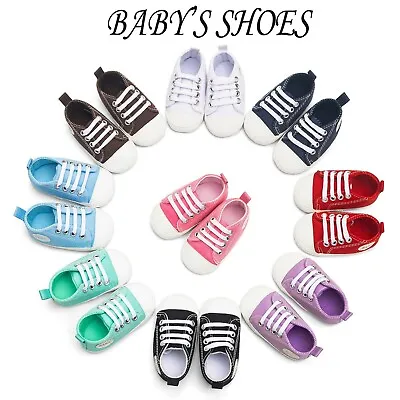 Newborn Baby Boy Girl Pram Shoes Infant Sneakers Toddler Pre Walker Trainers • £3.99