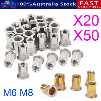 M6 M8 Insert Rivet Nuts Blind Nut Nutserts Stainless Steel Zinc Plated 20/50pcs • $8.19