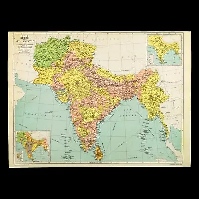 1940s Antique INDIA Map Vintage Map Of Burma Map Of Afghanistan Gallery Wall Art • $15.26