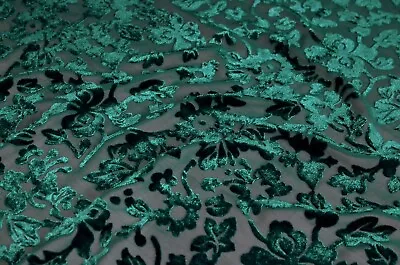 2.1 Yd/ Vintage Mulberry Silk Velvet Devore Fabric Luxury Uzbek Oriental Cloth • $63