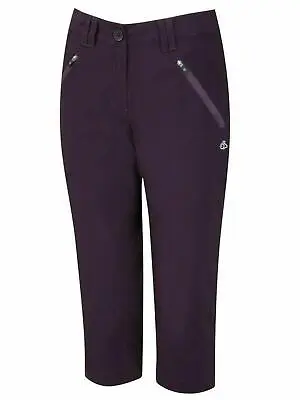 Craghoppers Womens Kiwi Pro Crops II Trousers Stretch Capri Cropped Purple • £29.95