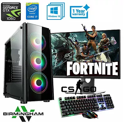 GAMING PC BUNDLE 27  INCH  QUAD CORE I7 NVIDIA GTX 1060 6GB WIN 10 WIFI SSD+HDD • £299.99