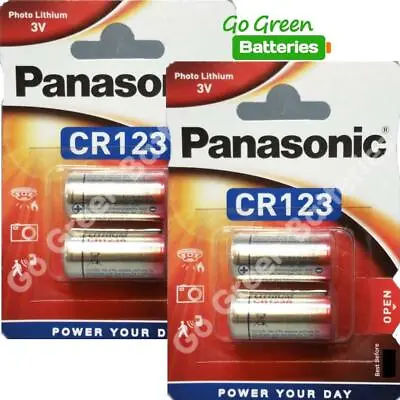 4 X Panasonic CR123A 3V Lithium Photo Battery 123 CR123 DL123 CR17345 Camera • £8.99
