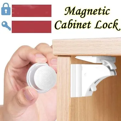Invisible Magnetic Baby Child Locks Pet Proof Cupboard Drawer Safety Lock Catch • £6.72