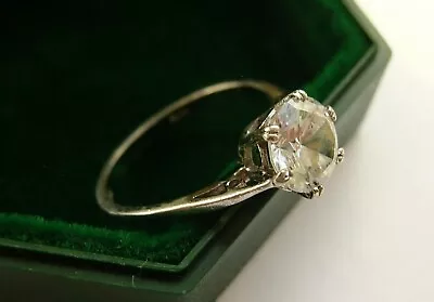 Diamonique Sparkling Sterling Silver  Cubic Zirconia Cz Solitaire Ring  Sz O / P • £20