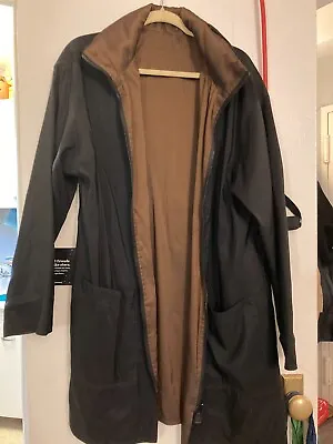 MYCRA Pac NOW A-Line Reversible Black/Bronze Trench Rain Coat Size 2 M/L • $49.95