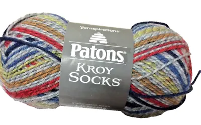 Yarnspirations Patons Kroy Socks Yarn “Blue Striped Ragg” • $7.99