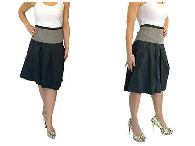 Marni Italy Cotton Color Block Gray Black Knee Length Pleated Skirt 40 M 🌸  • $36.99