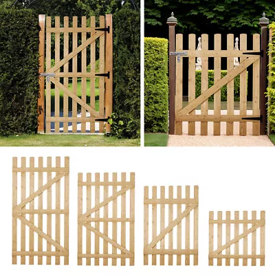 Wood Curved/Flat Top Outdoor Pedestrian Garden Gate Palisade Side Door W/ Latch • £55.99