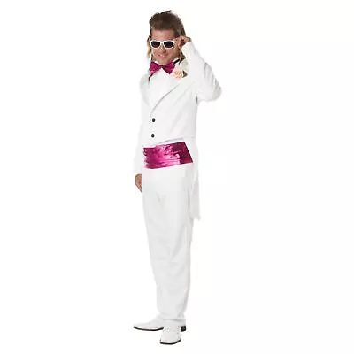 80's Prom Date Adult Costume White Suit Tuxedo Party Retro Men's Wedding Singer • $57.45