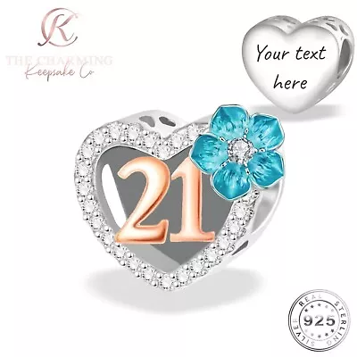 21st Birthday Charm Genuine 925 Sterling Silver -Personalised / Engraved • £19.99