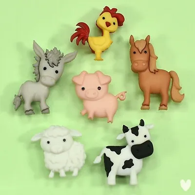 DRESS IT UP Buttons In The Barnyard 10418 - Farm Animals Cow Horse Pig Sheep Hen • £3.50