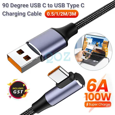 $10.05 • Buy 90 Degree Data Line USB C To USB Type C Cable Right Angle Fast Charging PD 100W