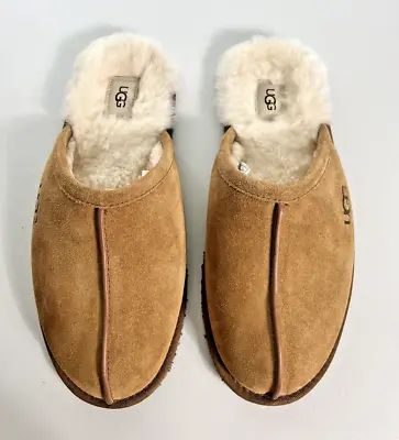 UGG Men's Scuff Shearling Suede Leather Slippers Chesnut Color Size 12 • $29.99