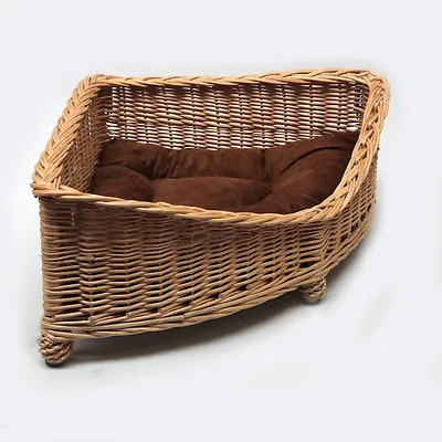 £89 • Buy Luxury Corner Wicker Pet Bed Basket Handcrafted 