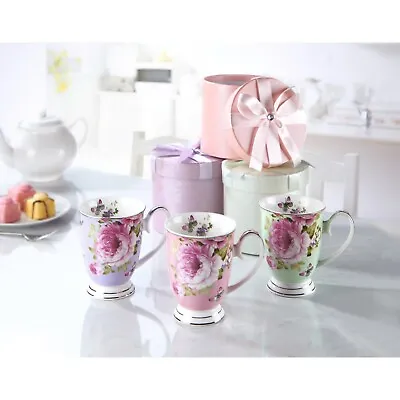 £19.95 • Buy Set Of 3 Flower New Bone China Coffee Mugs Set Tea Coffee Cups Home Kitchen NEW