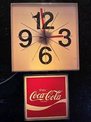 Vintage  Enjoy Coca-Cola  Wall Clock  Clock Stuck Light Works Read • $49.99