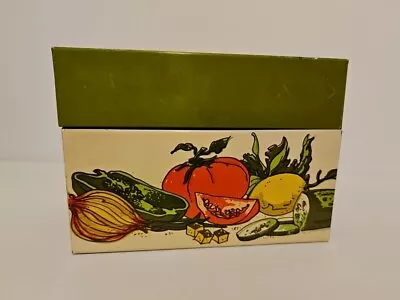 Vintage Ohio Art Vegetable Adorned Metal Recipe File Box With Flaws • $10