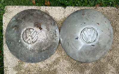 VINTAGE 2 - VOLKSWAGEN BUS BEETLE GHIA DOME HUBCAP SET Of 2 - CENTER CAP • $19.99