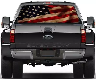 American Flag Vintage Rear Window Graphic Decal Sticker Car Truck SUV Van US 214 • £61.91