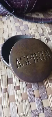 Brass VINTAGE ASPIRIN Pill Box • $75