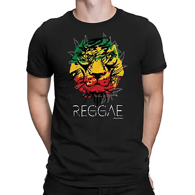 Mens ORGANIC Cotton T-Shirt REGGAE LION Peace Drum Rasta Jamaican Dance Music • £8.95