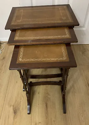 £25 • Buy Vintage Nest Of Tables Mahogany Glass Elegant Good Quality Set