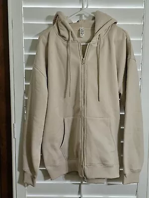 Mens Sweatshirt Hoodie Size L Tan/beige 100% Polyester Unbranded New Heavyweight • $19.99