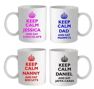 Personalised Ceramic Mug – Keep Calm And Eat Design Fun Mothers Day Gift Idea • £10.95