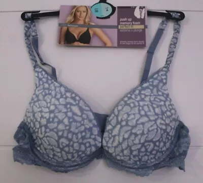 M&s Woman Push Up Memory Foam Perfect Fit Underwired Extreme V Plunge Bra 36a • £6.95