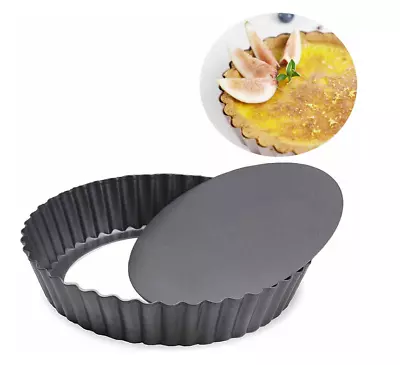 DDSHUN 8 Inch Quiche Pan Round Fluted Tart Tin Flan Dish Removable Loose...  • £11.35