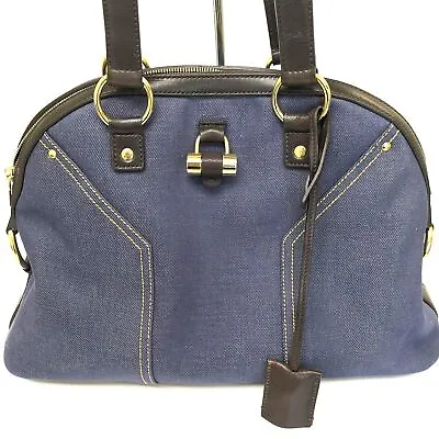 YVES SAINT LAURENT Muse Blue Denim Shoulder Bag NV115 • £272.99
