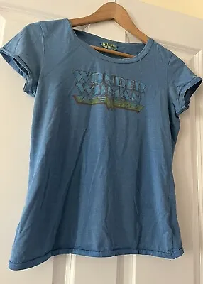Ladies Wonder Women T-shirt Next Retro Feel Tight Fit Blue Size UK 8 • £6.50
