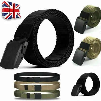 £3.99 • Buy Belt Mens Womens Unisex Canvas Webbing Regular Size Black Buckle Army Belts UK