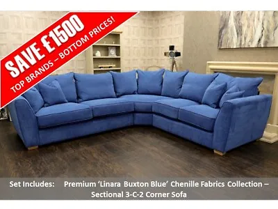 Collins & Hayes HENDERSON  Linara Buxton Blue Sectional 3-C-2 Corner Sofa • £2299