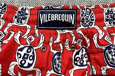 Vilebrequin Mens Turtles Red Swim Trunks Size Small • $44.98