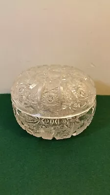 Vintage Cut Clear Crystal Glass Candy Dish Bowl With Lid • $25