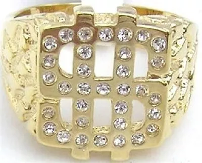 $29.99 • Buy 18K GOLD EP ROUND CUT MENS DIAMOND SIMULATED  DOLLAR RING Size 8 - 14 U CHOOSE