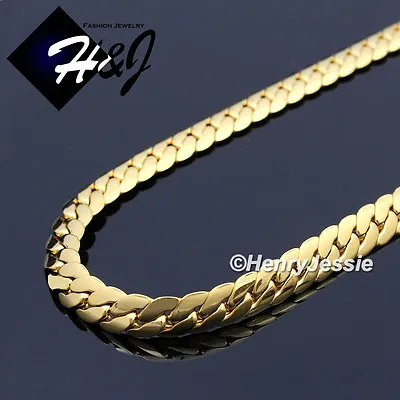 16 -40 MEN Stainless Steel 8mm Gold Plated Miami Cuban Curb Chain Necklace*GN155 • $19.99