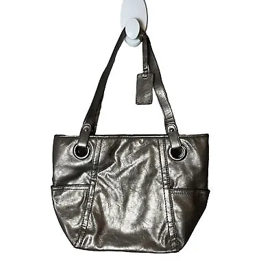 Kim Rogers Collection Faux Leather Shoulder Bag Purse Gold Side Pockets • $8