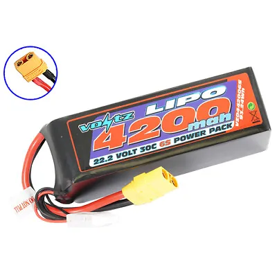 £71.99 • Buy Voltz 4200mAh 6S 22.2V 30C LiPo RC Battery W/XT90 Connector Plug