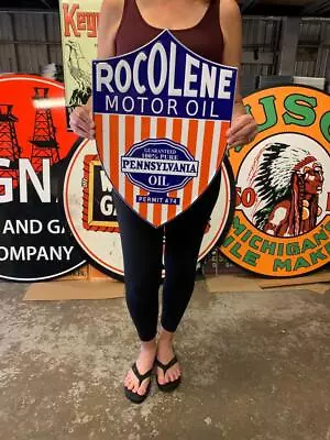 Antique Vintage Old Style Sign Rocolene Oil Pennsylvania Made In USA • $55