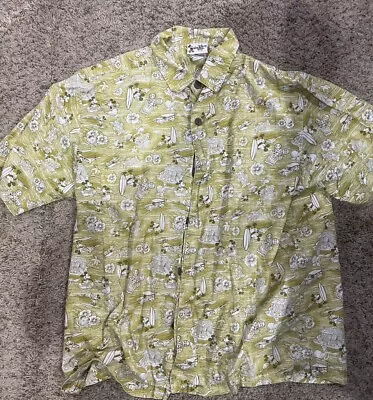 Walt Disney World Mens Hawaiian Button Down Shirt Mickey Surf Mens Large • $20