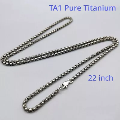 Pure Titanium Box Chain Necklace 3mm Men Unisex NO Allergic Skin Care Health 22  • $31.19