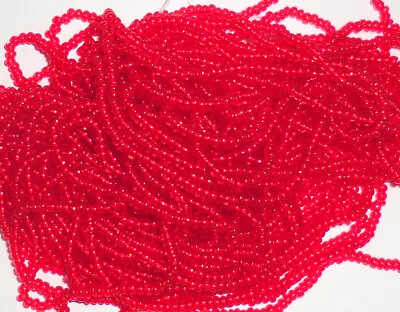 1 Full Hank Vintage Clear Red Czech Glass Seed Beads Size 11/0  • $6