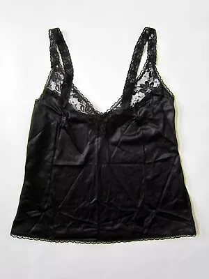 VINTAGE MAIDENFORM SATIN ANTRON NYLON Floral Lace Silky CAMISOLE CAMI SLEEP 38 L • $29.99