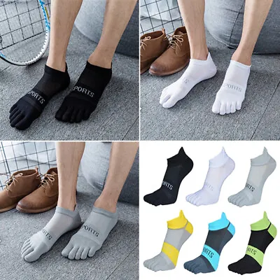 3/5pair Men Five Finger Toe Socks Cotton Ankle Casual Sports Low Cut Breathable • £4.22