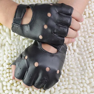 $4.39 • Buy Mens Leather Fingerless Driving Motorcycle Biker Gloves New All Sizes Au